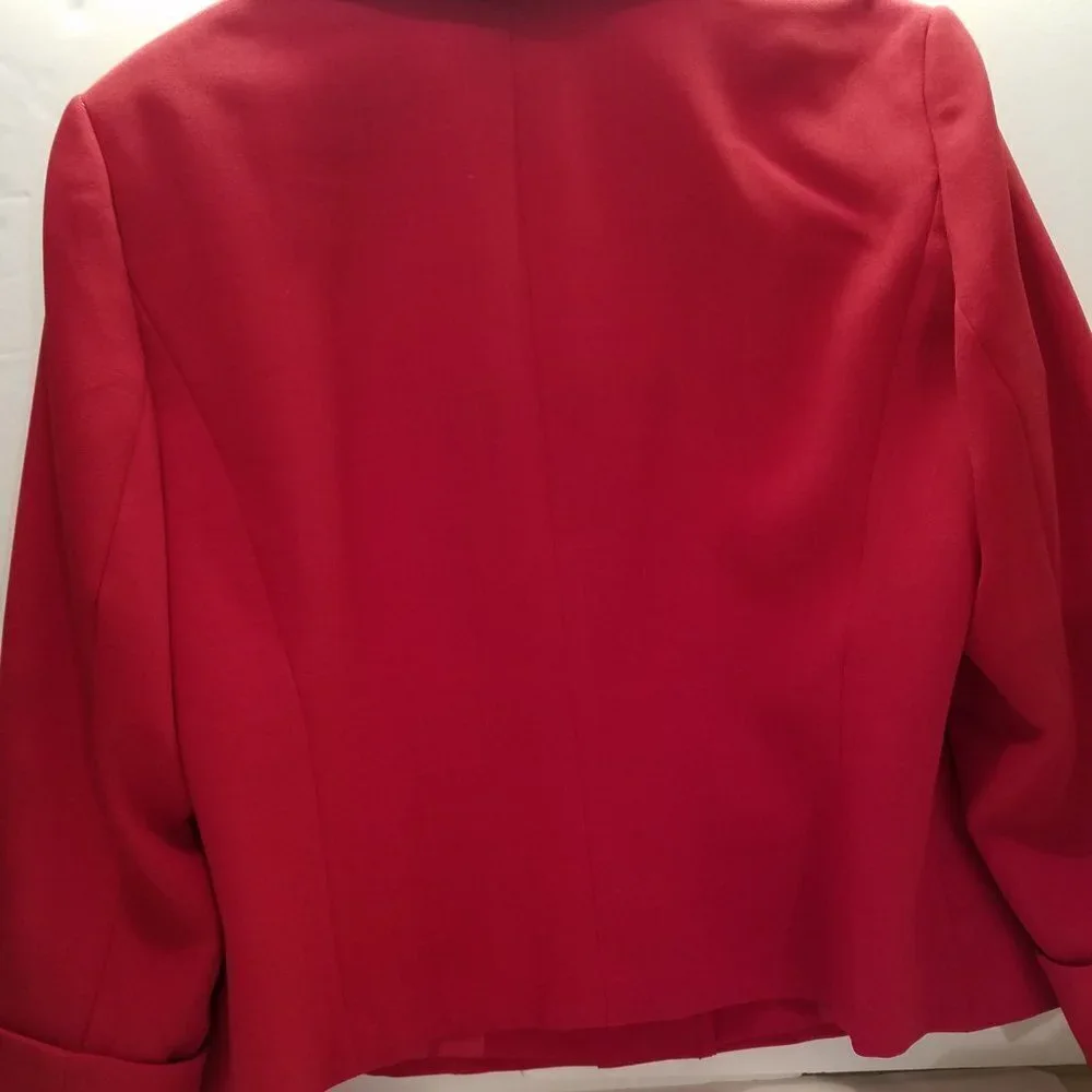 John Meyer Suit Jacket Blazer 16 Fire Red 7/8 Sleeves Fully Lined Roll Collar